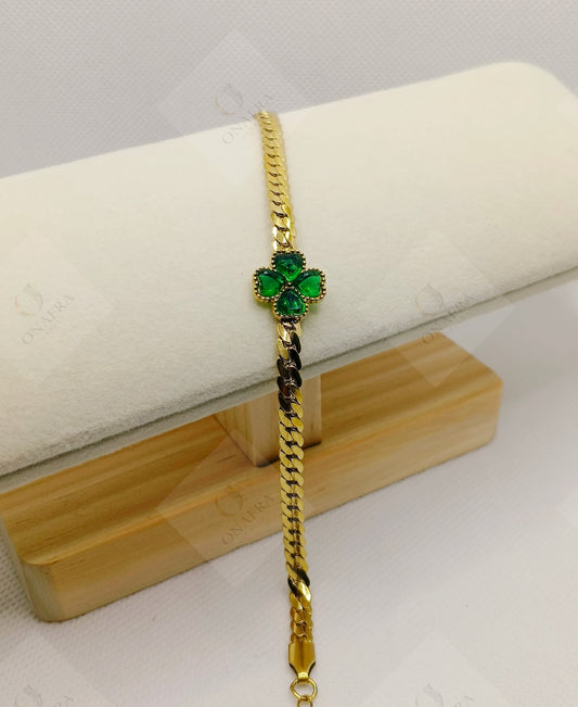 Trendy Green and Gold Bracelet