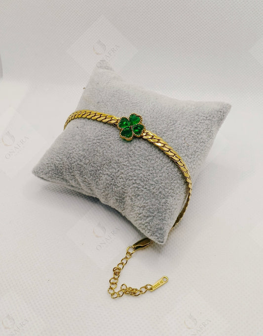 Trendy Green and Gold Bracelet
