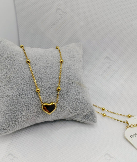 18K Gold Plated Stainless Steel Golden Heart Necklace