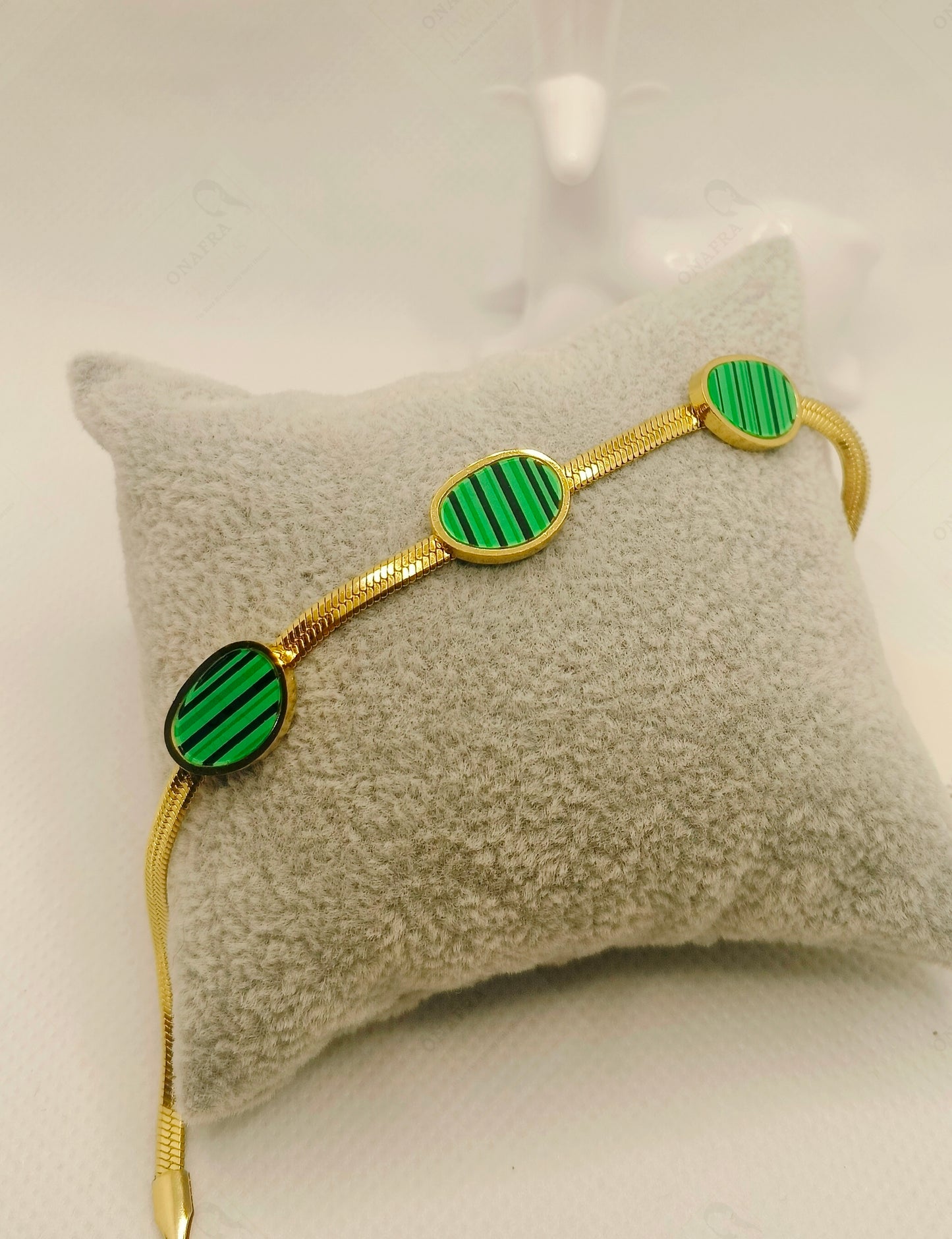 Green and Gold Color Chain Bracelet