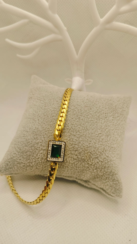 Green Stone Chain Bracelet