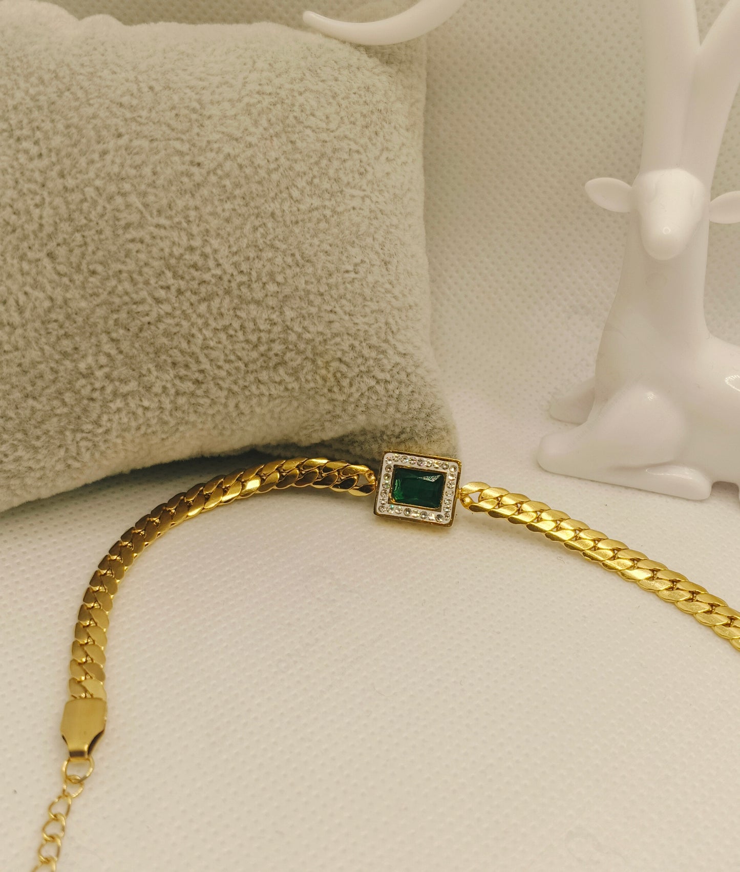 Green Stone Chain Bracelet