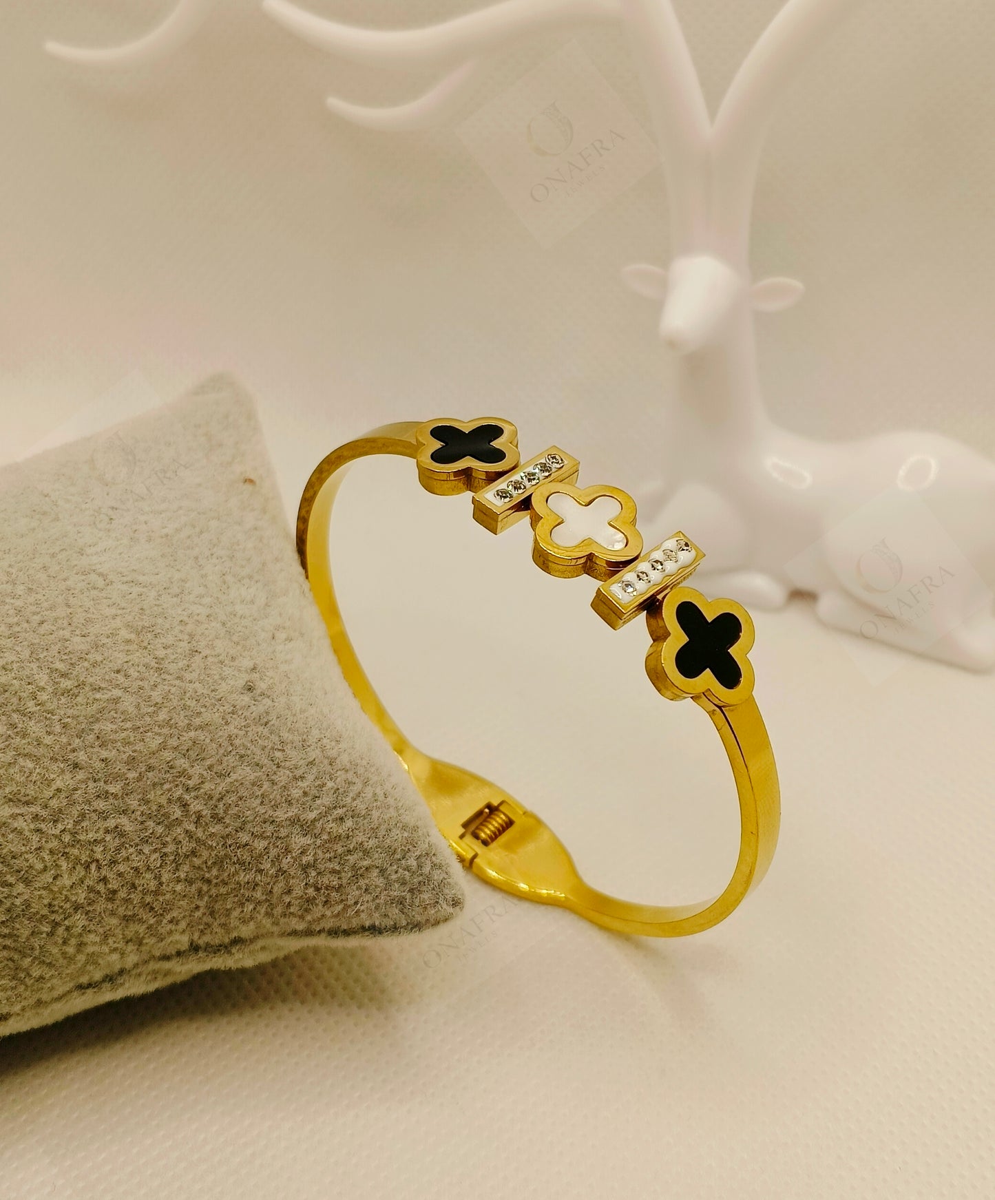 Trendy Two Tone Handcuff Bracelet