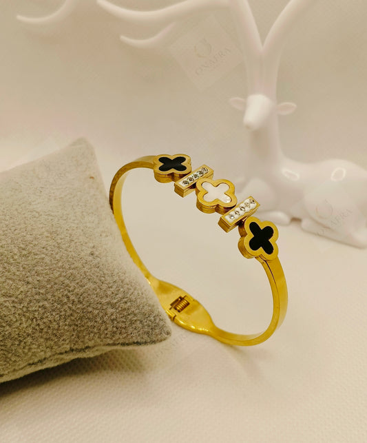 Trendy Two Tone Handcuff Bracelet