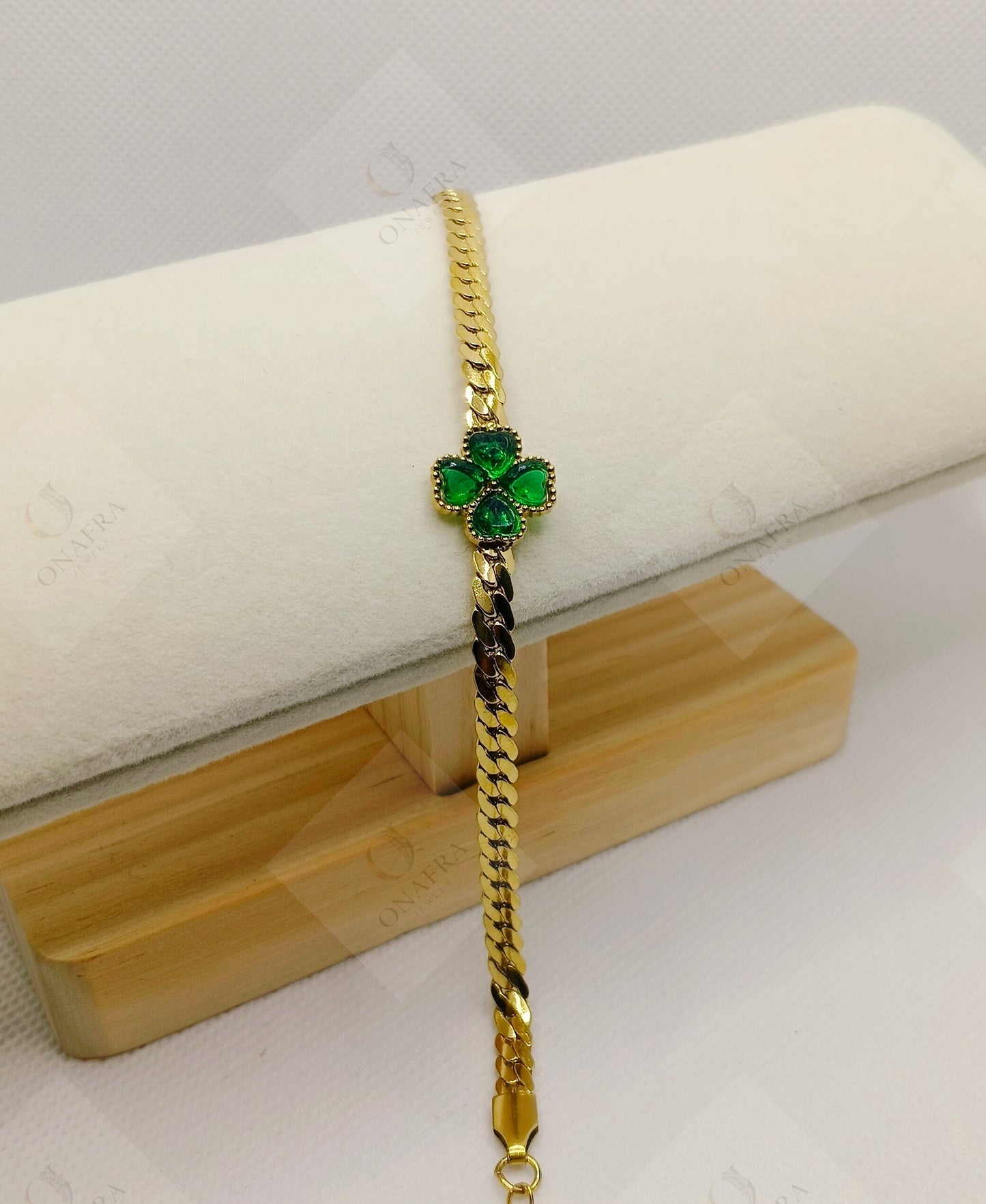 Trendy Green and Gold Bracelet