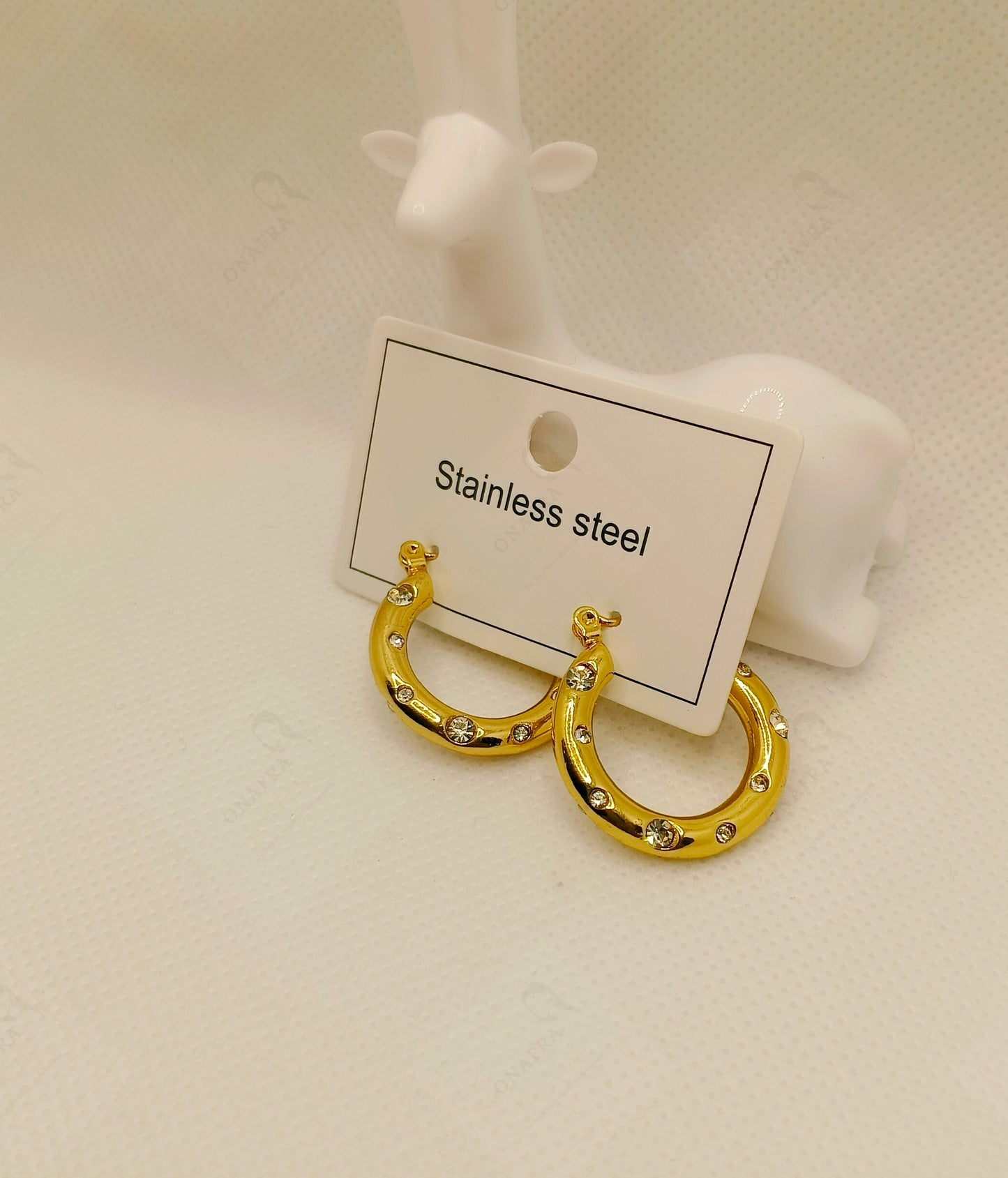 18K Gold Plated Stainless Steel Earrings With Zircons - Trendy & Versatile.