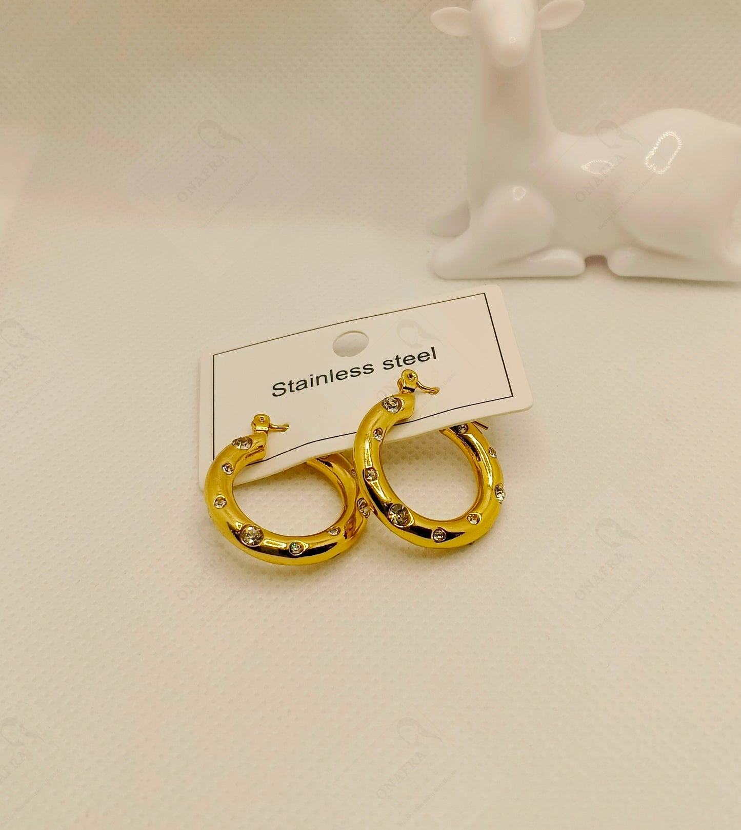 18K Gold Plated Stainless Steel Earrings With Zircons - Trendy & Versatile.
