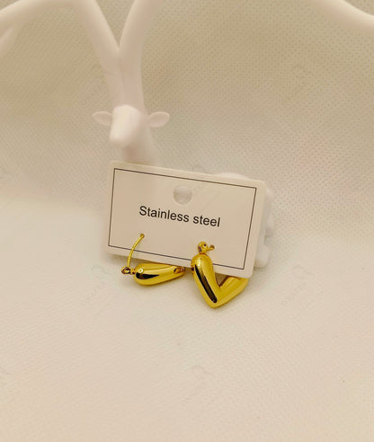 18K Gold Plated Stainless Steel  Heart Earrings – Elegant & Trendy.
