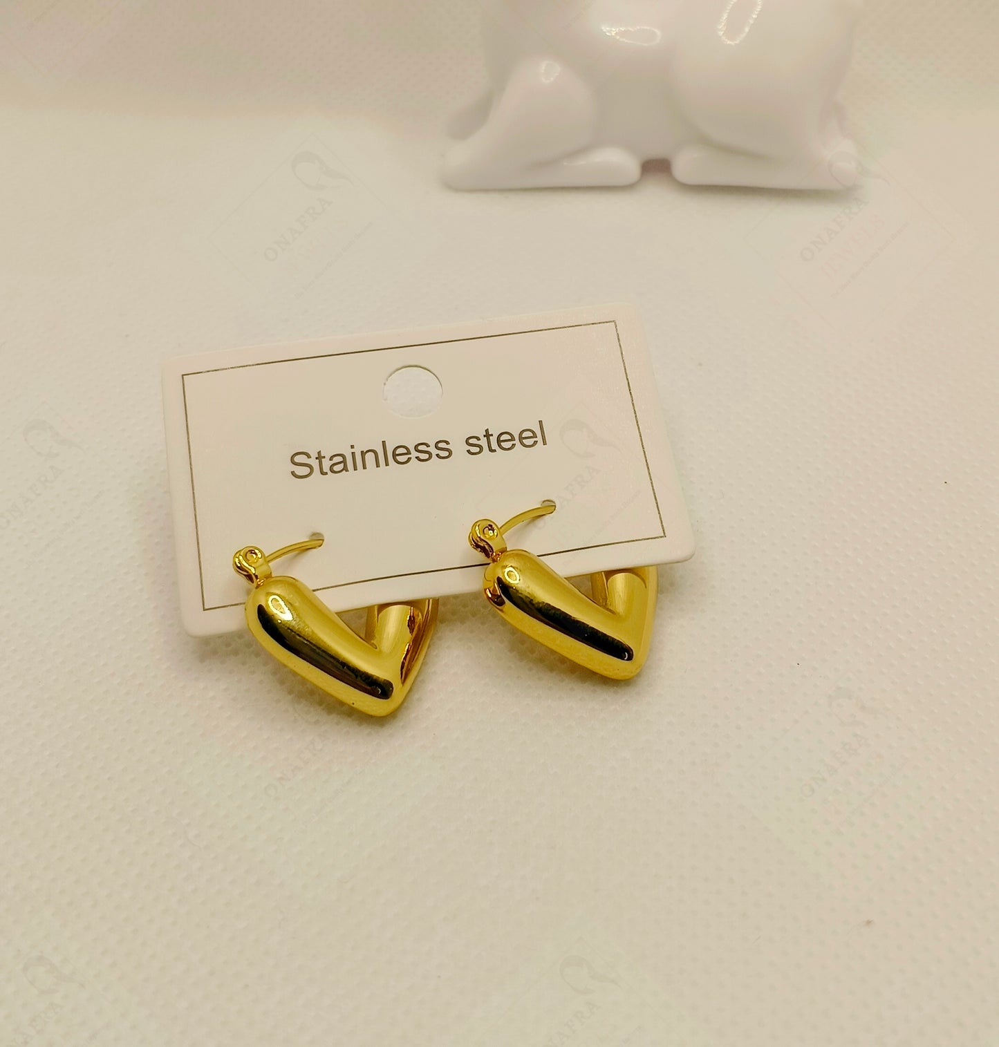 18K Gold Plated Stainless Steel  Heart Earrings – Elegant & Trendy.