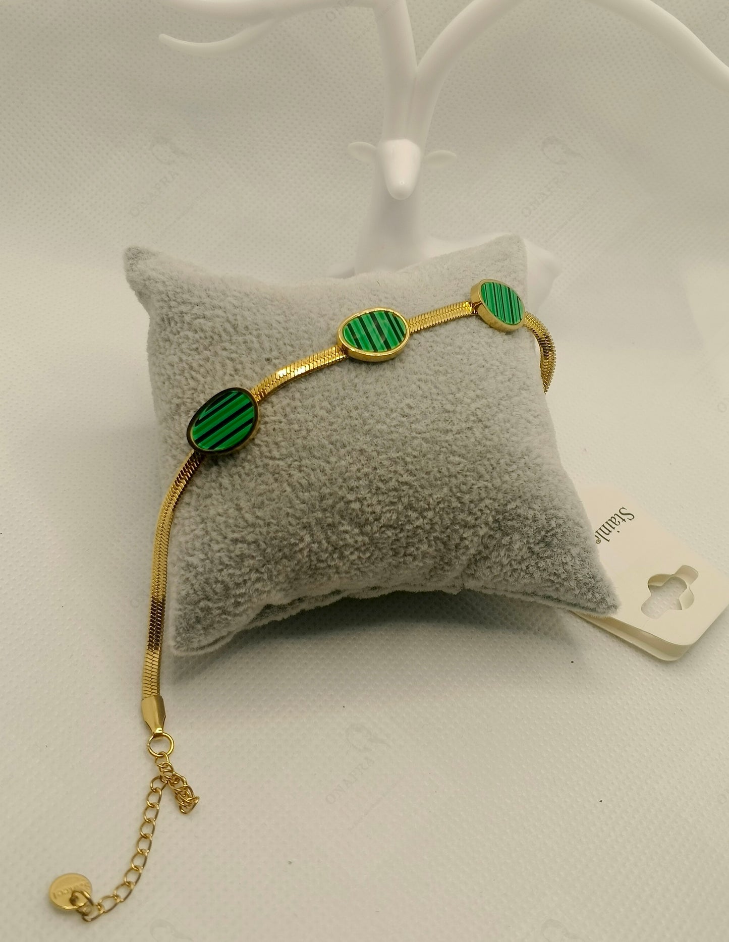 Green and Gold Color Chain Bracelet