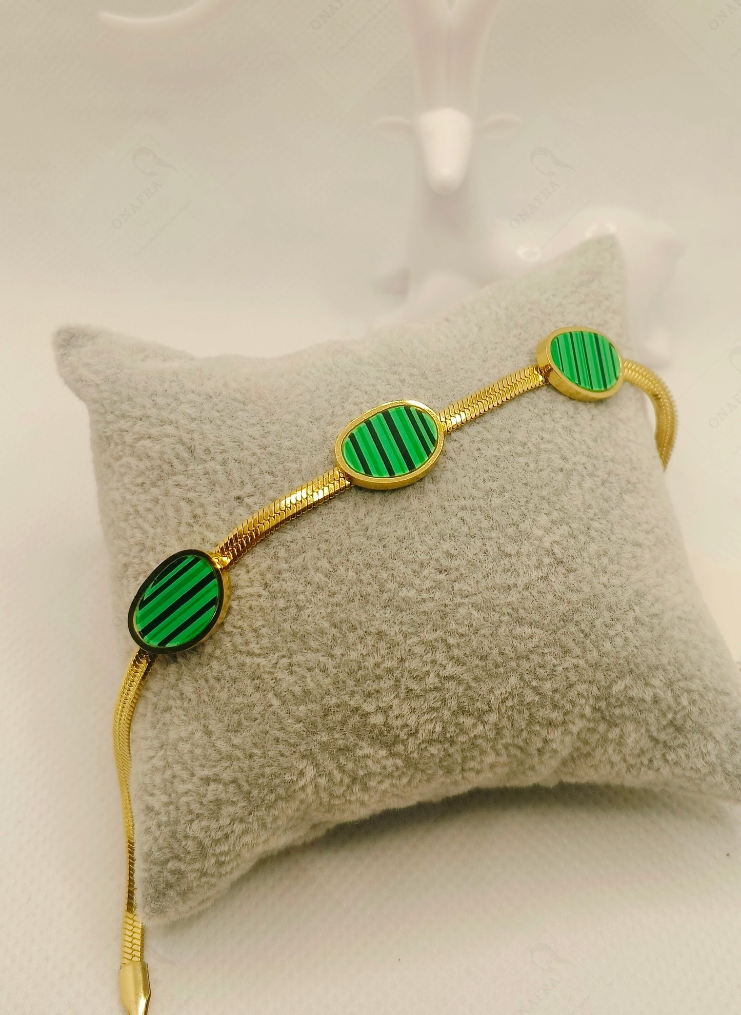 Green and Gold Color Chain Bracelet