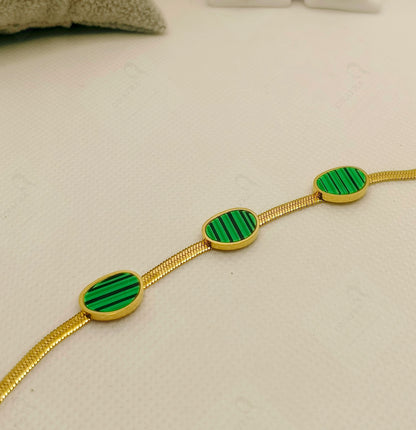 Green and Gold Color Chain Bracelet