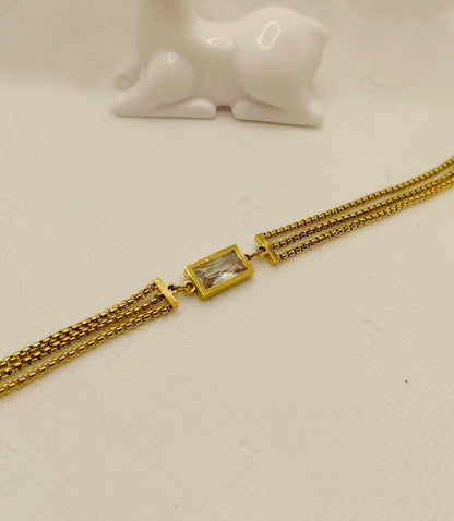 White Stone Chain Bracelet