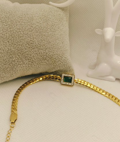 Green Stone Chain Bracelet