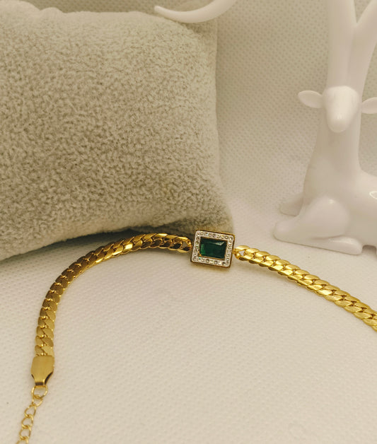 Green Stone Chain Bracelet