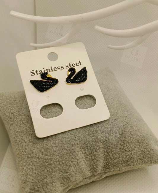 Black Trendy Zircon Ear Studs