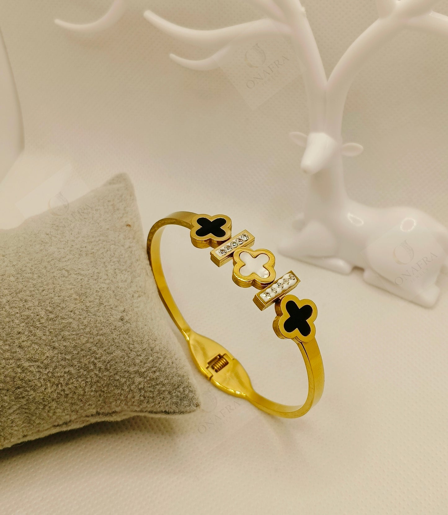 Trendy Two Tone Handcuff Bracelet